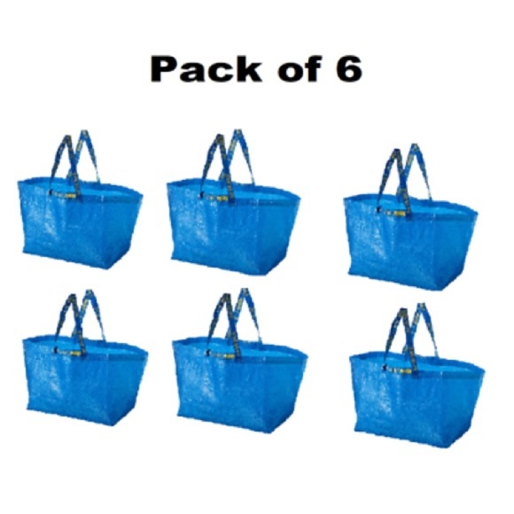 IKEA Reusable Frakta Tote Bag NEW NWT Blue Set Of 6 - Picture 1 of 7